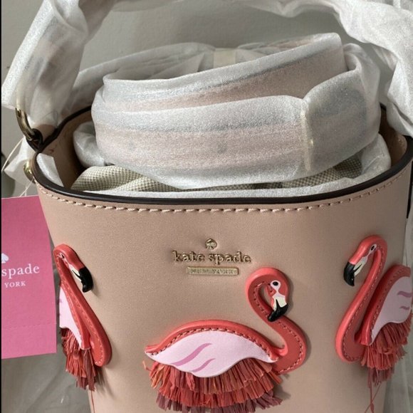 Kate Spade Pippa Flamingo by the Pool Bucket Bag - Picture 9 of 10